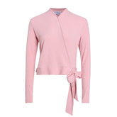 AP Wrap Tee 2023 Spring Summer Women Wrap T-shirt Ribbed Tie Long Sleeve Top High Quality 5 Colors, #1100